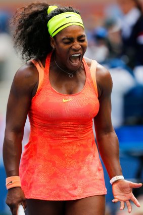Serena Williams reacts to losing a point against the Italian.