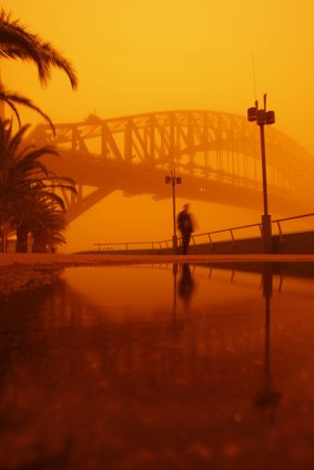 The 2009 "red dawn" that saw a huge region of eastern Australia cloaked in a dust storm.