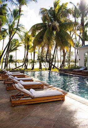 Poolside at One & Only Le St Geran Mauritius.