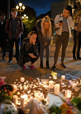 MANCHESTER, ENGLAND - Members of the public attend a candlelit vigil, to honour the victims of Monday evening's terror attack.
