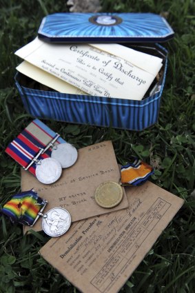 Allison Forbes-Rodgers, from Brisbane, was reunited with these medals and documents that belonged to her mother and grandfather, retrieved from the Green Shed.