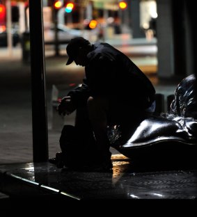 A homeless man on Canberra's streets. 