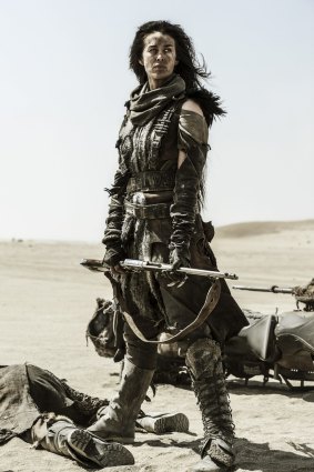 Megan Gale as the Valkyrie in Mad Max: Fury Road.