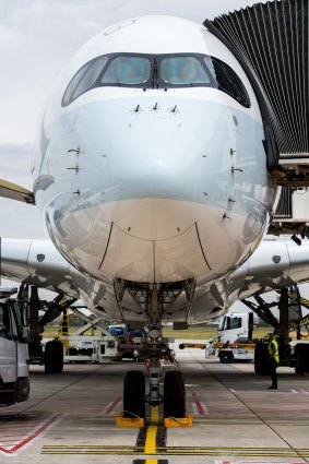 The A350 at Melbourne Airport.