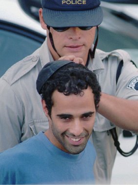 Yigal Amir is brought to court in Tel Aviv on November 6, 1996.  