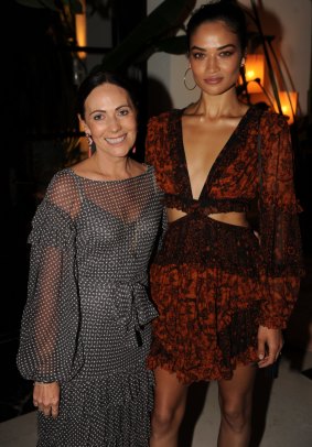 Designer Nicky Zimmermann with model Shanina Shaik at an intimate dinner to celebrate the opening of Zimmermann's Bal Harbour, Miami flagship store.
