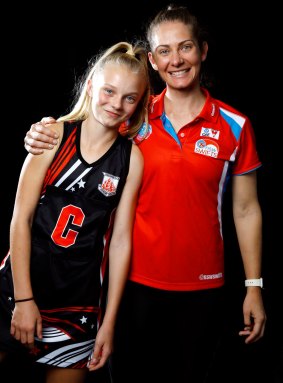 Alyssa Archer with her netball coach, Abbey McCulloch.
