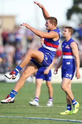 Bulldog Jack Redpath in action against Richmond at the Whitten Oval on Saturday.