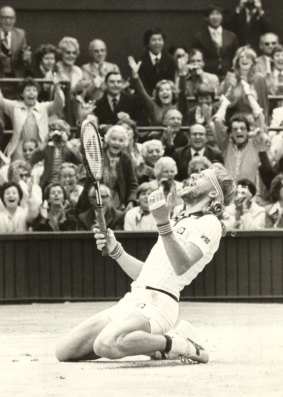 Unrivaled champion: Bjorn Borg celebrates winning his fifth consecutive Wimbledon in 1980.