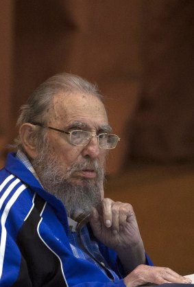 Fidel Castro listens to proceedings during the closing of the Seventh Congress of the Cuban Communist Party, in Havana.