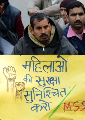 Protestors demanding better security for women in New Delhi, India. 