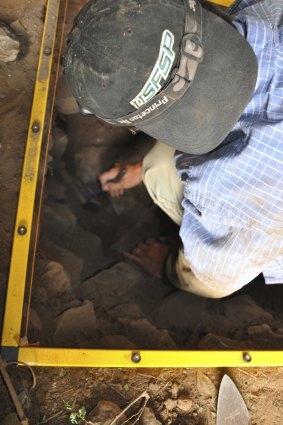 Dr John Arthur, excavating in Mota cave in Ethiopia. 
