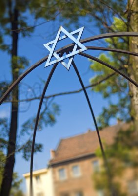 Jewish Star in a courtyard on Szeroka in Jewish Kazimierz Quarter, Krakow.