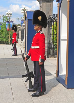 A sentry outside Ottawa's Rideau Hall, Canada's equivalent of Government House. 