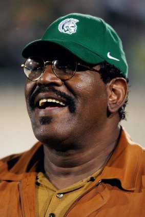 Gentle giant: Former Michigan State football player and actor Charles "Bubba" Smith reacts to having his jersey number retired before the Notre Dame and Michigan State NCAA college football game in Michigan on September 23, 2006.