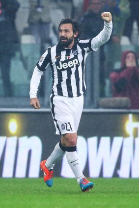 Andrea Pirlo celebrates his goal in the dying seconds of the match.