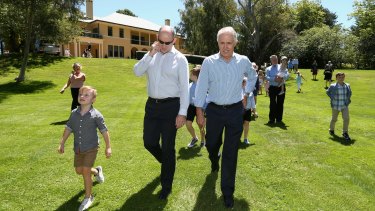 Stuart Robert with Prime Minister Malcolm Turnbull at family day at The Lodge on Sunday.