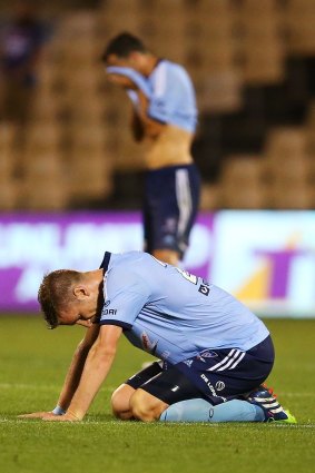 Chance spurred: Sydney FC's Marc Janko shows his dejection at his side's 0-0 draw with the Newcastle Jets.