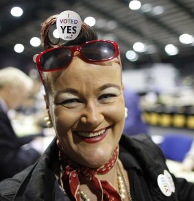 Tally counter Rhonda Donaghy at the RDS count centre in Dublin.