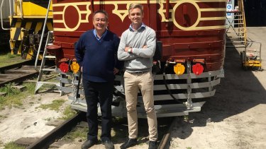 Tim Elderton (left), managing director of Lithgow Railway Workshop with Jeremy Holmes, development director Byron Bay Railroad Company.