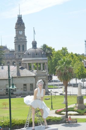 The Marilyn Monroe sculpture unveiled on Tuesday in Bendigo's Rosalind Park piazza.