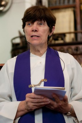 Rev Lyn Burden taking the Easter service at Albert Street Uniting Church on April 14, 2017.