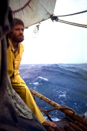 Gabriel Salas on the raft La Balsa  on its 1970 expedition. 