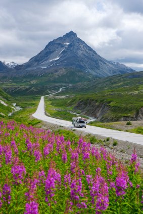 Travelling by RV, the most practical means of exploring
the Yukon, along the Alaska Highway.