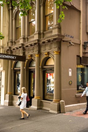 The exterior of 421 Bourke Street, home of Kozminsky jewellers for more than 40 years.