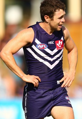 A look all too familiar to Dockers fans - an exhausted Hayden Ballantyne.
