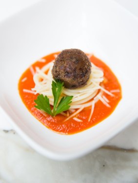 One of the start-up's meatballs, made from lab-grown beef.