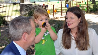 Labor MP Kate Ellis with her son Samuel and Opposition Leader Bill Shorten.