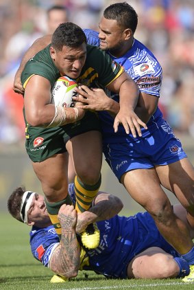 Josh Papalii has been playing prop for Australia in the Four Nations.