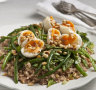 Tuna, brown rice, sumac and green bean salad.