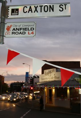 Renaming of Caxton st as Anfield Road to celebrate the arrival of Liverpool FC in Brisbane.