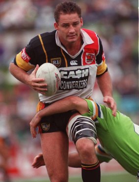 Go west: Mark Geyer playing for the Western Reds in the days of Super League. 