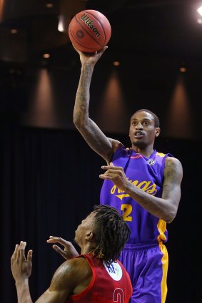 Elevation: Greg Whittington shoots during the Australian Basketball Challenge match between Sydney Kings and Perth Wildcats.