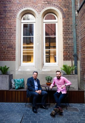 Geoff York, CEO and group director of Crystalbrook Collection Hotels, with  general manager Christopher Greening at the Little Albion hotel in Sydney.
