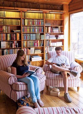 Customers at Richard Booth's bookshop. 