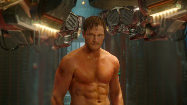 Chris Pratt looking more "ripped" than "shredded" in a scene from 'Guardians Of The Galaxy'. 