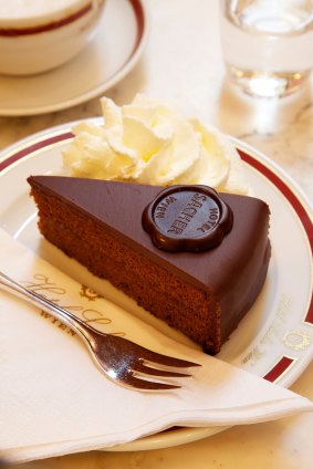 A slice of the famous Sacher Torte.