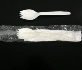 A sample of a plastic spork that has been used by New York City schools, the largest school district in the country, for the past 30 years. 