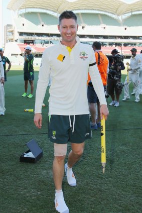 Michael Clarke leaves Adelaide Oval after defeating India in the first Test last year.