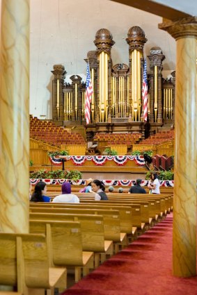 The famous organ in the Salt Lake Tabernacle, Temple Square, Salt Lake City, Utah.