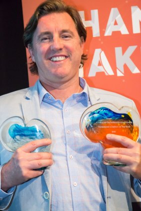 Independent Products' Steven Heaton, accepting awards at the 2016 Australian Technologies Competition.