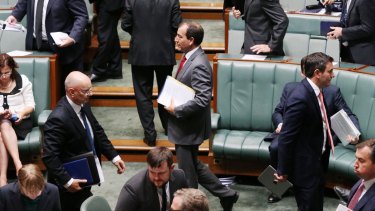 Mal Brough gets up to vote against a suspension motion.
