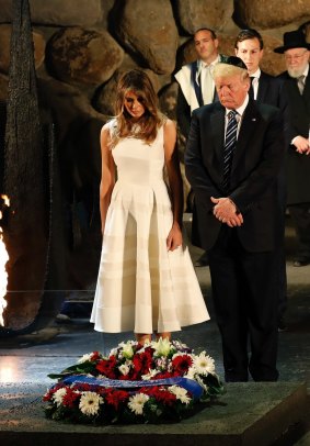 United States President Donald Trump and his wife Melania attend a wreath laying ceremony at Yad Vashem. 