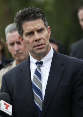 David Bowdich, assistant director of the FBI's Los Angeles office, talks to reporters in San Bernardino on Friday.