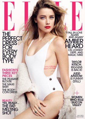 Amber Heard on the cover of <i>Elle UK</i>.