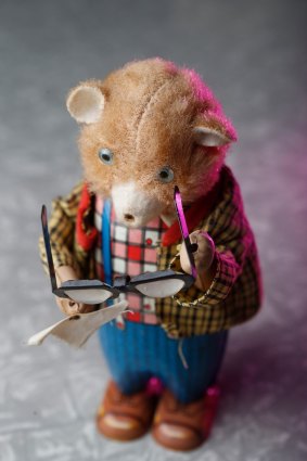 Andrew McGregor likes the human quality of some of his toys such as Bruno the Spectacle Bear.